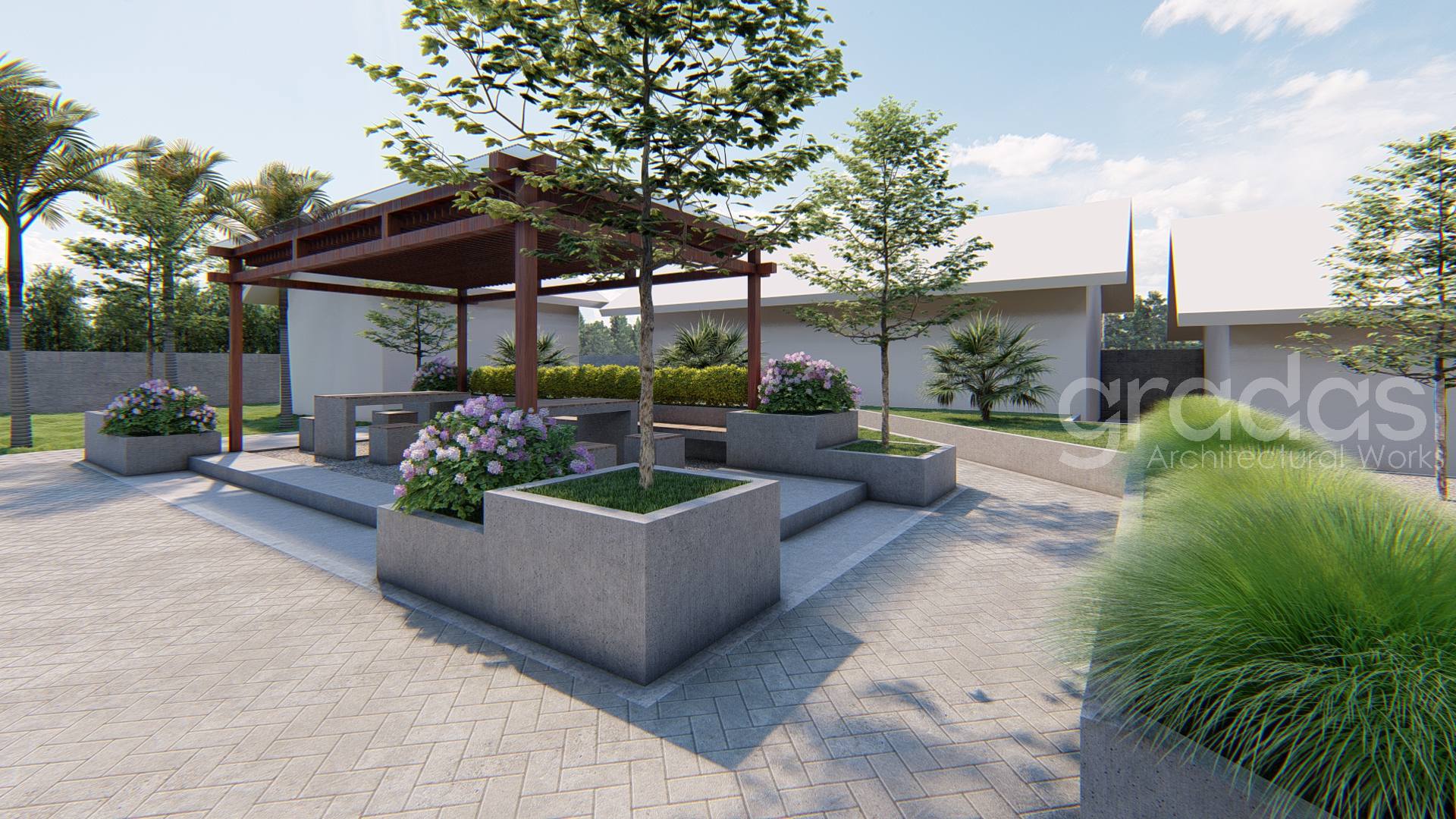 Desain Arsitek Exterior Taman Kantor Kecamatan Sukorejo Gradasi Arsitek (3)
