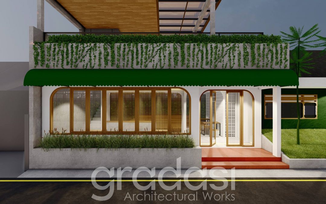 Desain Arsitek Exterior dan Interior Rumah Usaha Ibu Pur